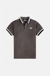 Contrast Jacquard Collar Polo Shirt - Iron